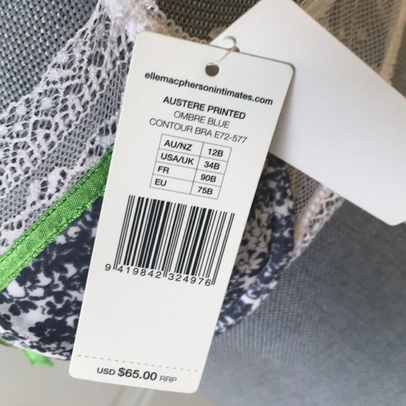 Elle Macpherson 34B Austere printed bra blue green - Picture 4 of 6